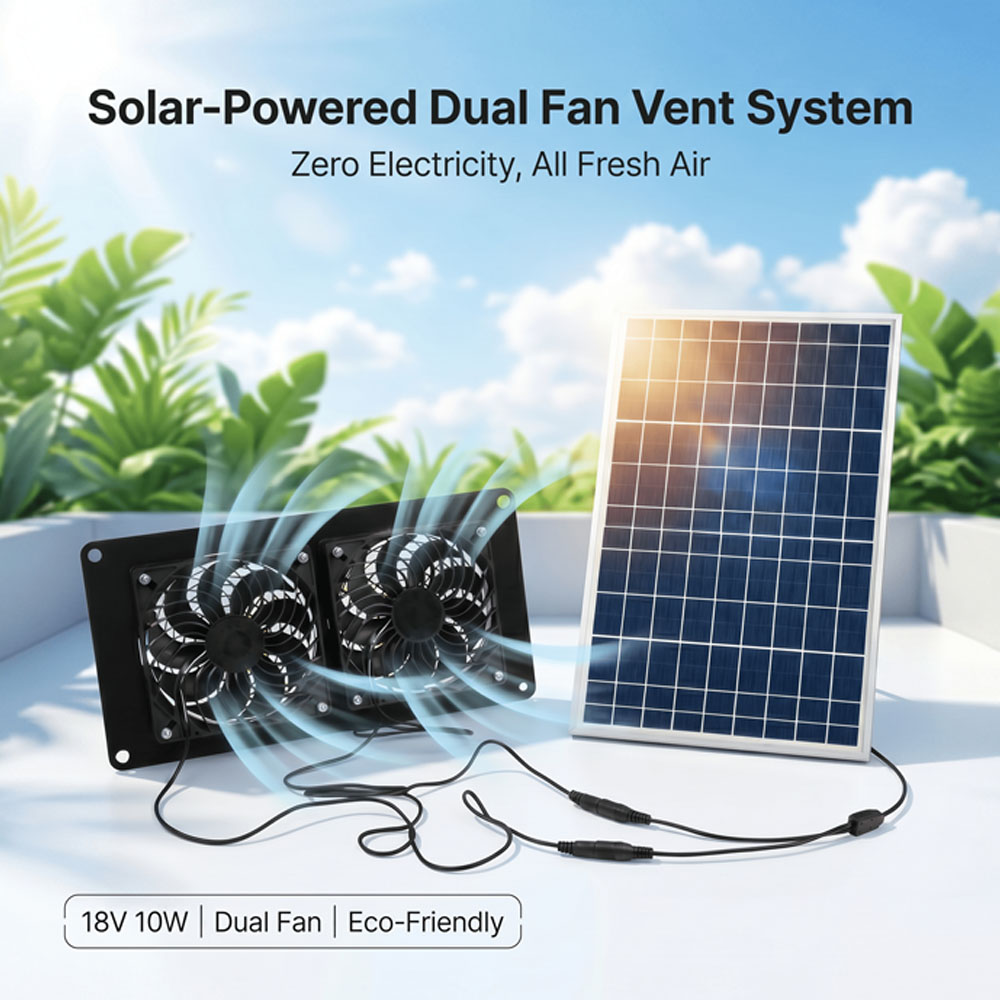 Solar Panel 200W - 10W 18V Güneş Enerjili Çift Fanlı
